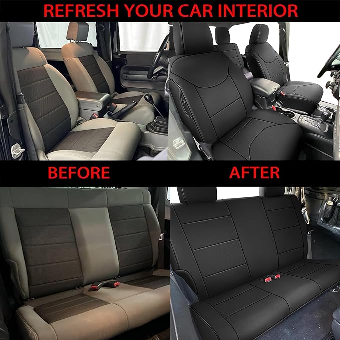AOMSAZTO Seat Covers for Jeep Wrangler 2-Door 2013-2017 - Wrangler JK 2-Door Full Set - Front & Rear Seat Covers