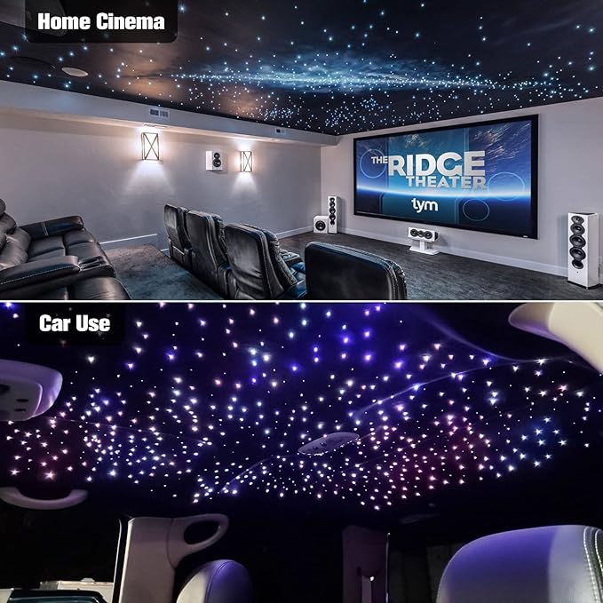 CHINLY Twinkle 400pcs 9.8ft 0.03in Starlight Headliner Fiber Optic Lights kit, Music Mode Bluetooth APP Control Remote, RGBW Star roof Lights for Star Headliner/Home Theater/Pool Ceiling