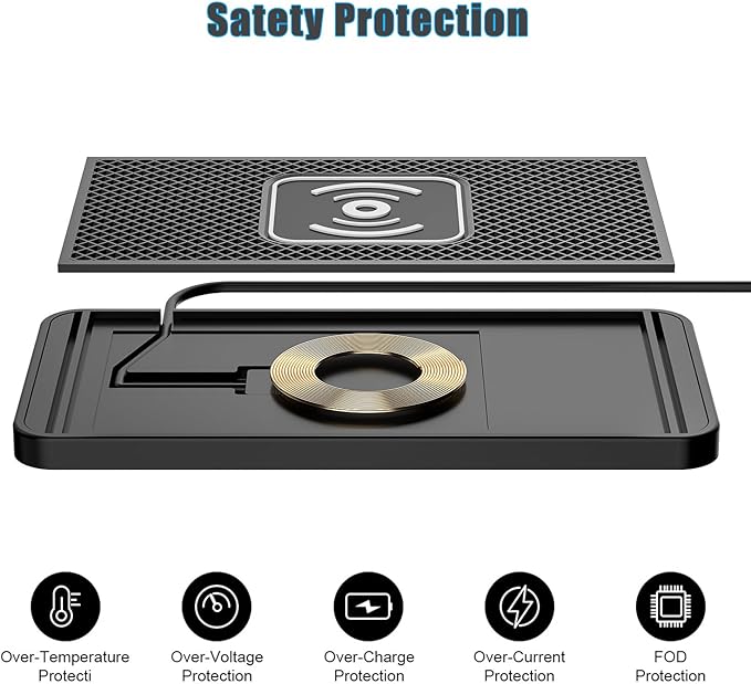 Wireless Charging Pad for Car for Maxure Outdoor Auto abdeckplane, 15W Fast Wireless Charger Mat Non-Slip Silicone Car Center Console Phone Charging Pad,B/15W-USB