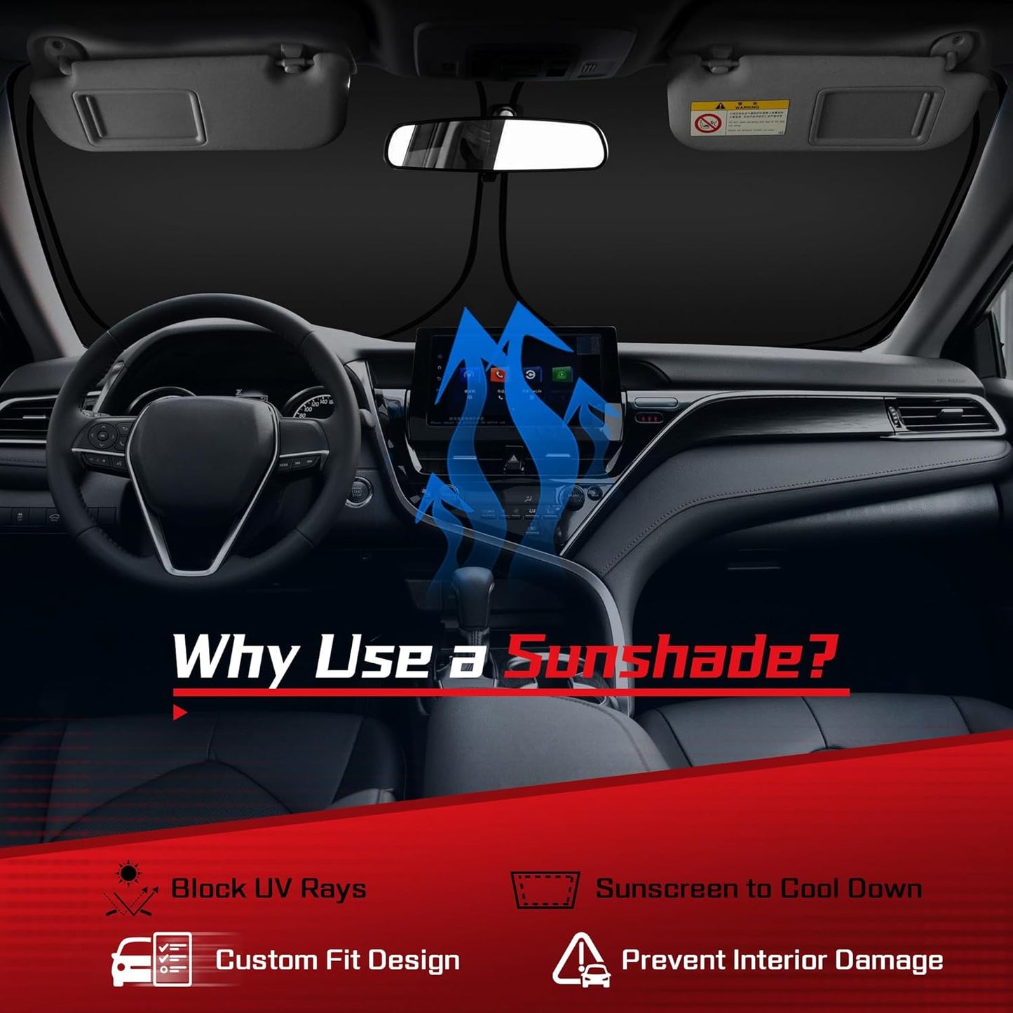 ARISMOTOR Windshield Sun Shade for Audi A3 2022-2025, Custom Fit Foldable Front Window Sunshade Sun Visor Protector, Block UV Rays Keep Your Car Cooler