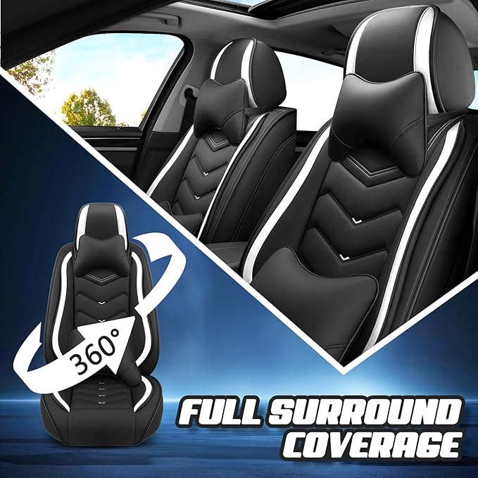 Car Seat Covers for Honda Accord 2000-2026, Premium Nappa Leather Car Seat Cover, Stylish Sport Seat Covers， Automobile Seat Cover Sets.(Luxury 5 Seats/Black White)