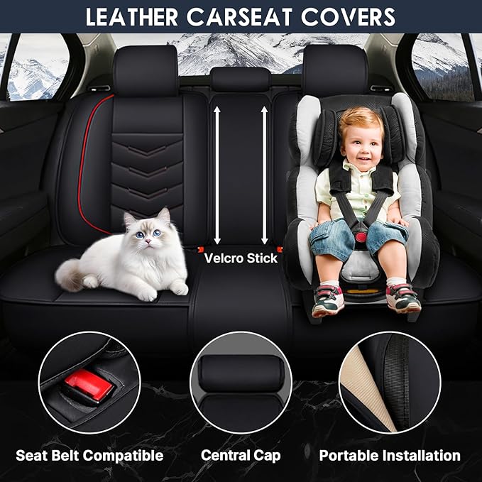 Car Seat Cover for Chevrolet Camaro 2000-2024, Durable Wear Resistant Waterproof Vehicle Cushion Cover, Breathable No Odor Premium Leather Vehicle Seat Covers.(Luxury,Black Red)