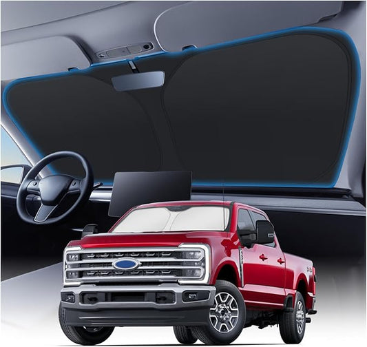 KUST Windshield Sun Shade for 2017-2022 Ford Super Duty F250 F350 F450 Pickup Truck Window Accessories Sun Shade Sun Protector Foldable Block UV Rays Keep Car Cooler