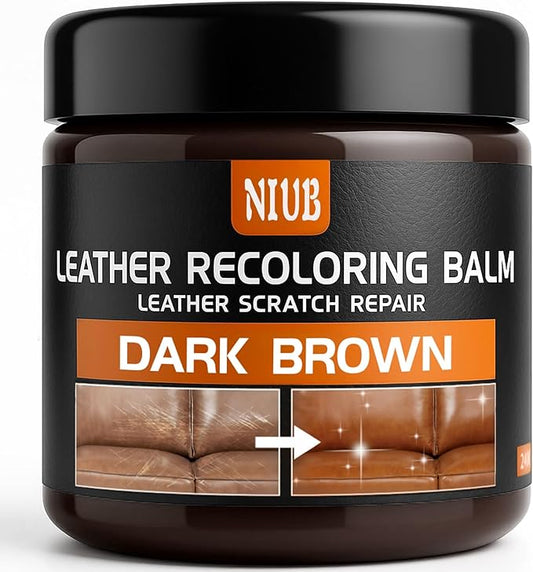 Leather Recoloring Balm Leather Color Restorer Scratch Repair Leather Paint for Furniture Couches Car Seats Shoes Bags Leather Dye and Restorer Restores Faded and Scratched Leather-Dark Brown