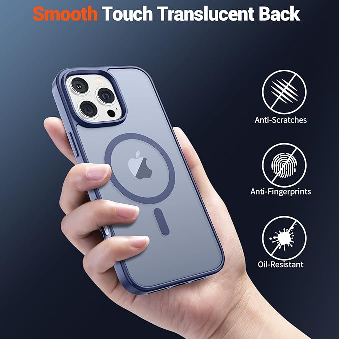 SUPFINE Magnetic for iPhone 16 Pro Case (Compatible with MagSafe) (Military Grade Drop Protection) Slim Translucent Matte Shockproof with Anti-Fingerprint Phone Case,Lavender Gray