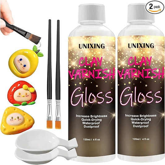 240ml High Glossy Air Dry Clay Glaze, Air Dry Clay Varnish, Clay Sculpture Sealant for Ceramics, Oil Painting, Wood, Air Dry Clay Pottery Waterproof Scratch Resistant Varnish for Clay (60ML X 4Pack)