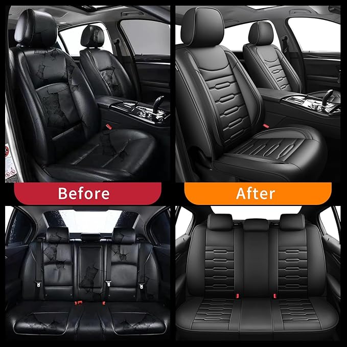 Fit Outback Car Seat Covers for Subaru Outback 2010-2024 2025 2026 - Upgraded Premium Waterproof & Breathable Leather, Airbag Compatible, All-Weather Seat Cushion Protector (Full Set, Black)