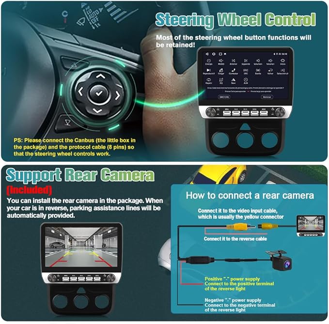 Car Radio Stereo Upgrade for Dodge RAM 1500/2500/3500 2013-2018, Android Head Unit with 10.1 Inch Touch Screen/Backup Camera/Wireless CarPlay & Android Auto/Mirroring/Wi-Fi/Bluetooth/SWC/FM/AM
