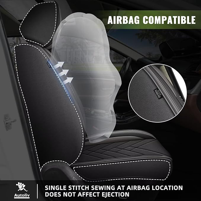 AOMSAZTO Car Seat Covers Fit for Hyundai Equus 2011-2016 Premium Front Seat Covers Waterproof Leather Automotive Seat Covers Compatible with Airbag (2 Seats,Black)