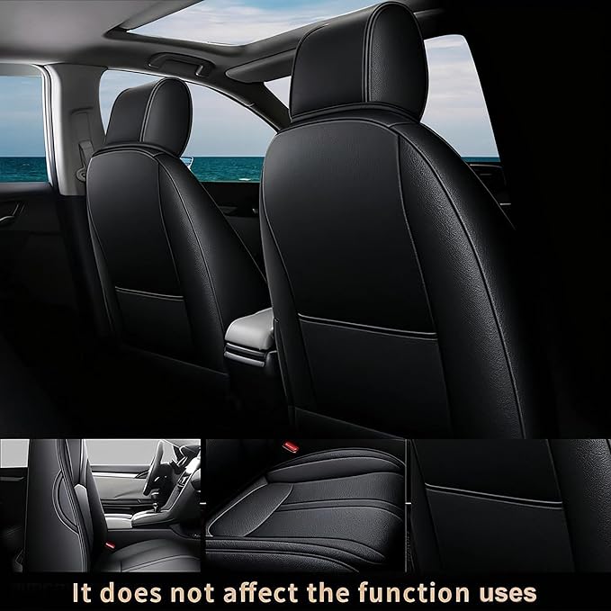AOMSAZTO Custom Fit Seat Covers for Honda Civic Sedan EX-L,EX-T 2016-2021 Premium Comfort Faux Leather Car Seat Covers Black