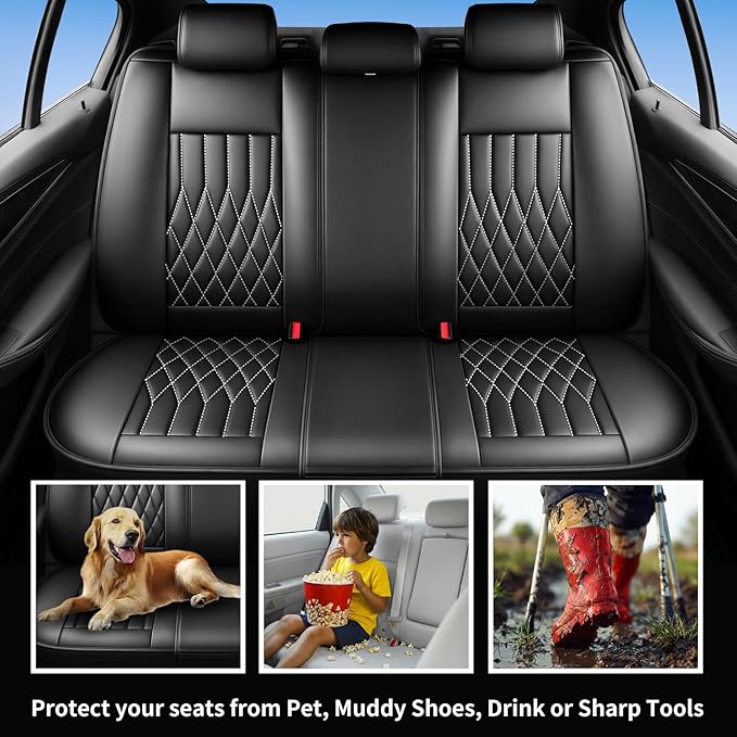 Fit TL Car Seat Covers for Acura TL 2004-2014 - Premium Leather, Waterproof, All-Weather, Airbag Compatible, Anti-Slip, Breathable, Easy Install, Seat Protectors, Full Set, Whiteline