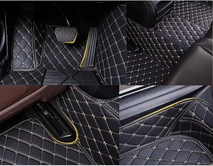 Custom Personalized Floor Mats for Cars，Luxury Full Coverage All Weather Car Floor Mats，Anti-Slip Leather Car Mat Set ，Custom Floor Mats for 99% of Cars, Trucks & SUVs (Dark Brown)