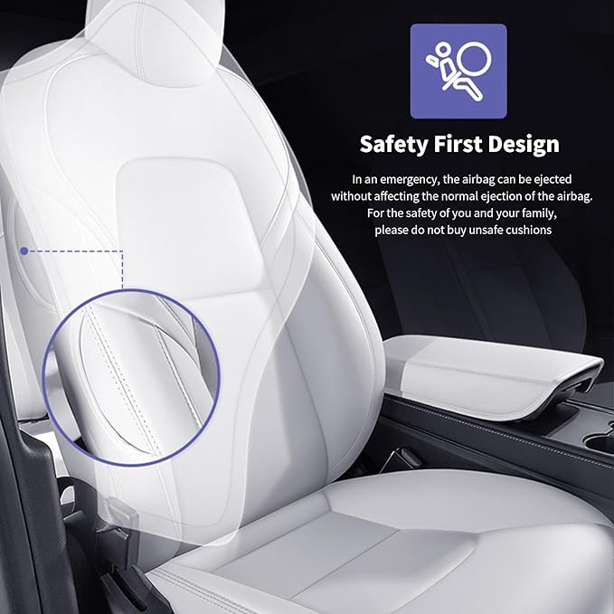 AOMSAZTO Car Seat Cover for Tesla Model Y 2020 2021 2022 - Full Set Customized White Seat Covers (with Armrest Cover)