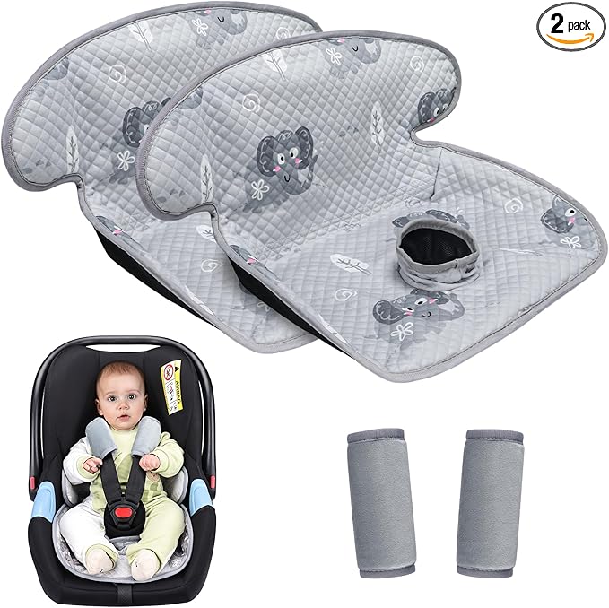 COOLBEBE Car Seat Protector for Potty Training, 2 Pack Dry Waterproof Car Seat Liner Toilet Training with Anti-Slip Backing, Baby Infant Toddler Piddle Pads Cover Pad for Strollers, Carseat (Grey)