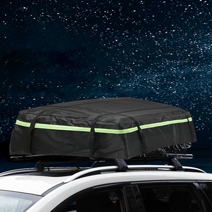 Car Roof Bag 425L/486L, Rooftop top Cargo Carrier Bag with Night Reflective Strip Universal Luggage Bag Storage Cube Bag for Travel Camping (L) (M)