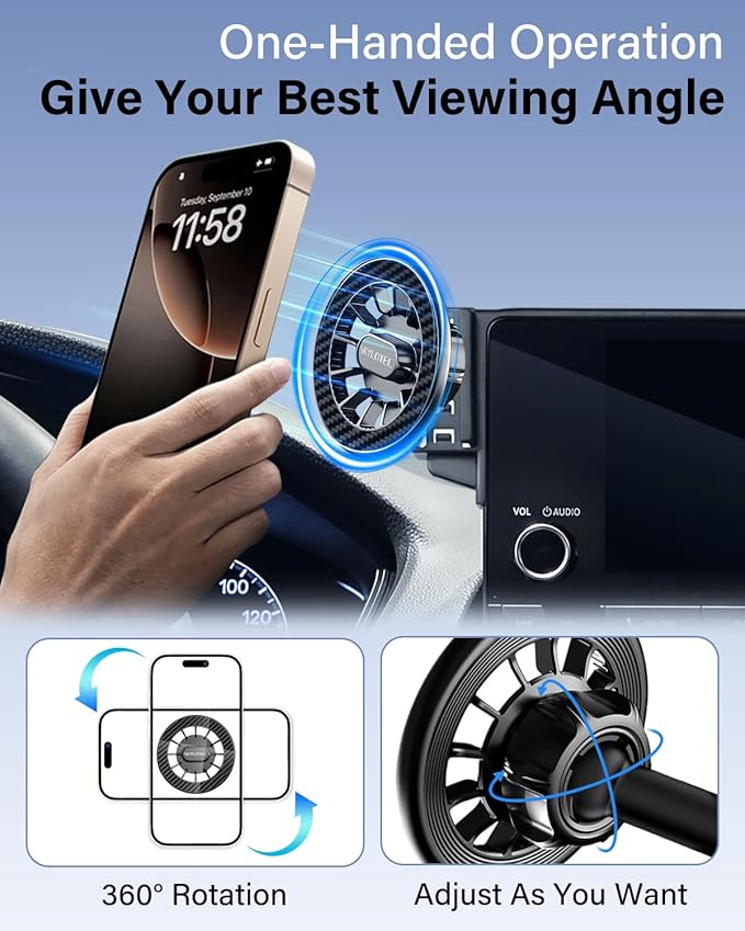 Car Phone Mount for Toyota Camry 2021-2024 Accessories 7-Inch Screen Fixed Clip, Automobile Cradles Magnetic Phone Holder Compatible with MagSafe, Strong Magnets Cell Phone Base(No Fit 9-inch)