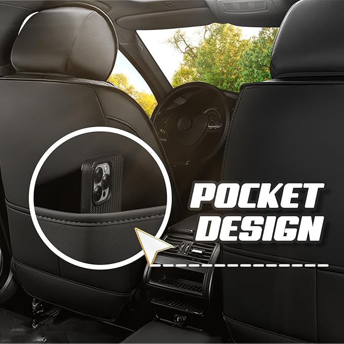 Car Seat Covers for Ford Expedition 2000-2026, Premium Nappa Leather Car Seat Cover, Stylish Sport Seat Covers， Automobile Seat Cover Sets.(Luxury 2 Seats/Black White)