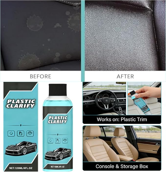 Interior Maintenance Refresher for Car, Plastic Clarify Tire Shine for Cars, 4 oz Black Plastic Car Trim Restorer Spray, Waterless Detailer for Rubber, Vinyl, and Plastic, Restores Deep Shine (3pcs)
