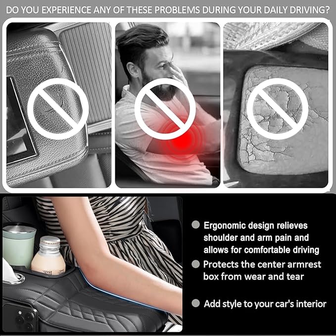Car Armrest Cover for Tesla Model X 2015–2020 2021 2022 2023 2024 2025 2026, Center Console Cover Mat Armrest Seat Box Cover Cushion Console Pad Interior Accessories,B
