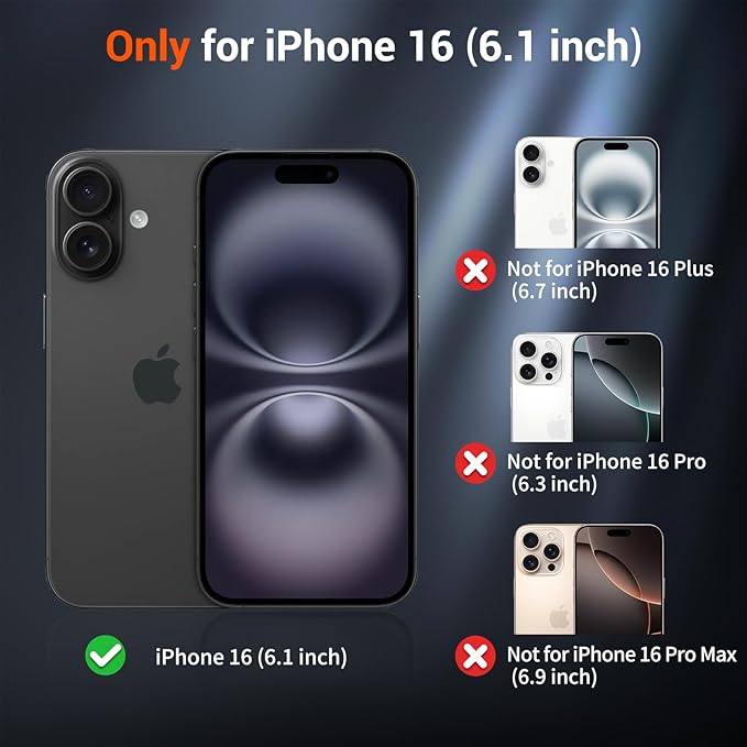 SUPFINE Magnetic for iPhone 16 Case with Screen Protector (Compatible with MagSafe) (Military Grade Drop Protection) Translucent Matte Shockproof Phone Cover,Dark Blue