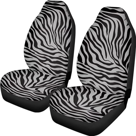 Zebra Print Car Seat Cover Universal Seat Covers for Front Seats for Auto Truck Van SUV 2 Pcs