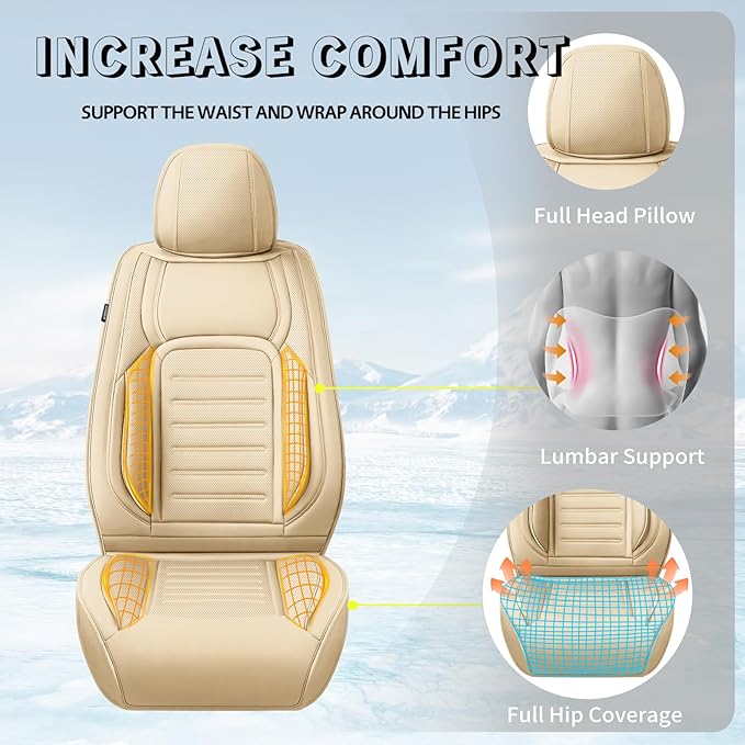Fit HRV Premium Leather Car Seat Covers Compatible with Honda HRV 2016-2025 2026, Breathable, Wear Resistant, Airbag Compatible, All-Weather Protection & Full Coverage, Full Set Beige