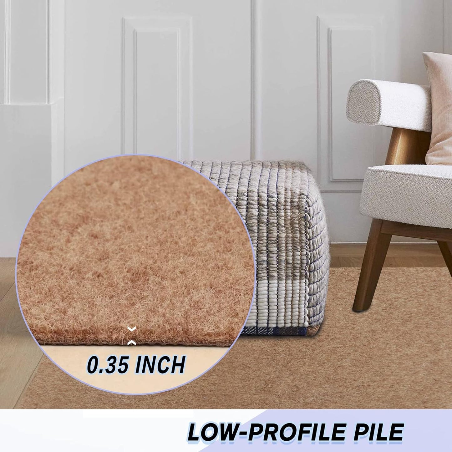 Custom Size Backed Non-Slip Area Rugs Runner, Easy Clean, Waterproof Runner Rugs for Hallway Entryway, Kitchen, Laundry, 2FT x 20FT, Beige