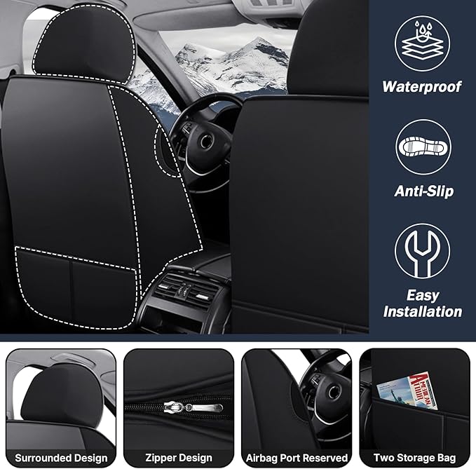 Car Seat Cover for Chevrolet Camaro 2000-2024, Durable Wear Resistant Waterproof Vehicle Cushion Cover, Breathable No Odor Premium Leather Vehicle Seat Covers.(Luxury,Black)