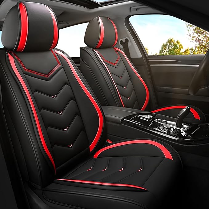 Car Seat Covers for Honda Accord 2000-2026, Premium Nappa Leather Car Seat Cover, Stylish Sport Seat Covers， Automobile Seat Cover Sets.(Standard 2 Seats/Black Red)