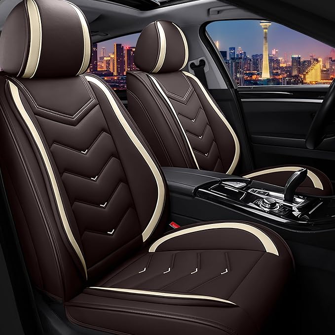 CTDS Car Seat Covers for Chevy Equinox 2005-2026, Stylish Sport Seat Cover, Premium Nappa Leather Car Seat Cover. Automobile Seat Covers Sets.(Standard 2 Seats/Coffee Color)