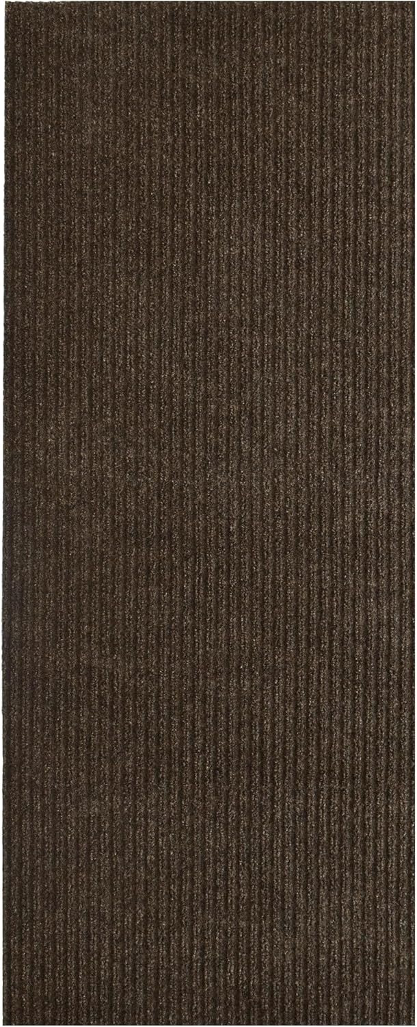 iCustomRug Spartan Weather Warrior Indoor/Outdoor Utility Ribbed Carpet Runner with Non-Slip Thermoplastic Rubber Backing, 6ft X 70ft in Brown