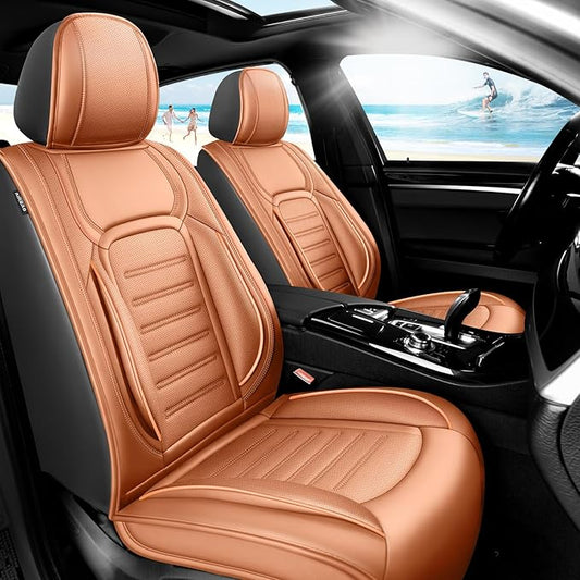 Fit HRV Premium Leather Car Seat Covers Compatible with Honda HRV 2016-2025 2026, Breathable, Wear Resistant, Airbag Compatible, All-Weather Protection & Full Coverage, Full Set Brown