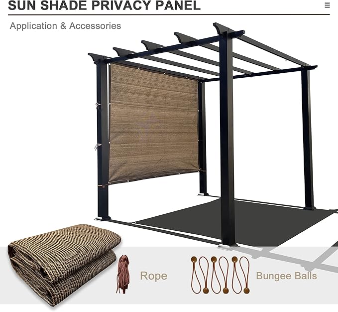 Alion Home Sun Shade Privacy Panel with Grommets and Hems on 4 Sides for Patio, Awning, Window, Pergola or Gazebo - Mocha Brown (10' x 14')