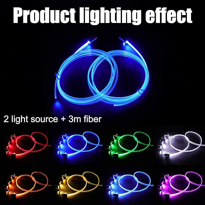 USB car Ambient Lighting Optic Fiber 8 Colors Music Sound Active with RF Remote Control Car Decorative Atmosphere Lighting Kit DC 12V 1W 3m with QC 3.0 Car Charger