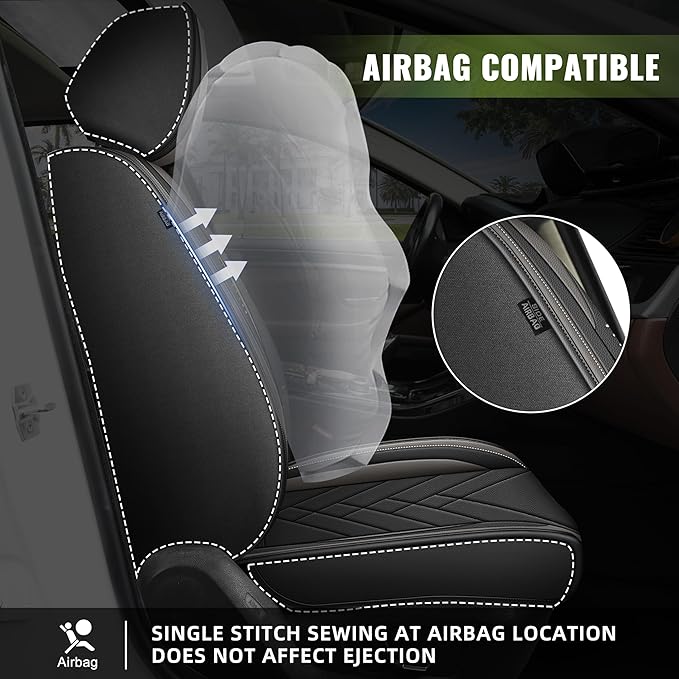 AOMSAZTO Car Seat Cover for Chevrolet Chevy Cruze 2011-2019 Full Set, Leather Car Seat Protector Waterproof, Non Slip Car Seat Cushion, Interior Seat Covers Automotive Accessories - Black&Grey