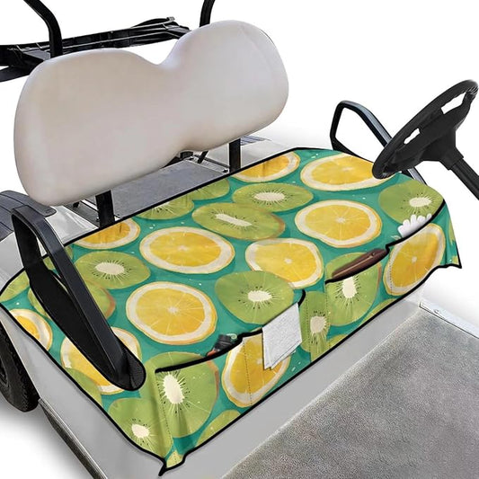 Biyejit Golf Cart Seat Covers with 4 Pockets Golf Cart Seat Towel Blanket Fits 2-Seat Golf Carts, Golf Cart Accessories
