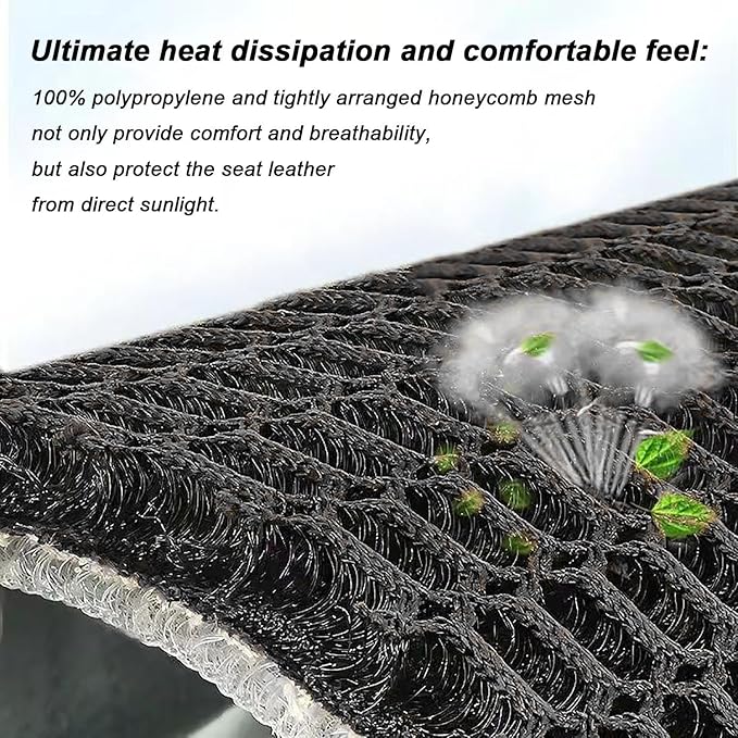 Cooling&Breathable 3D Air Mesh Car Seat Cushion for Summer, Universal Ventilated Comfortable Seat Pad, Suitable for Sedans,Vans,Pickup,Trucks,Suvs (Black-1PcsBackCushion+1PcsSeatPad)
