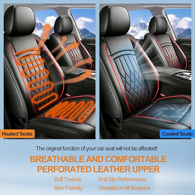 Fit Integra Car Seat Covers for Acura Integra 2023-2026 - Premium Leather, Waterproof, All-Weather, Airbag Compatible, Anti-Slip, Breathable, Easy Install, Seat Protectors, Full Set, Redline