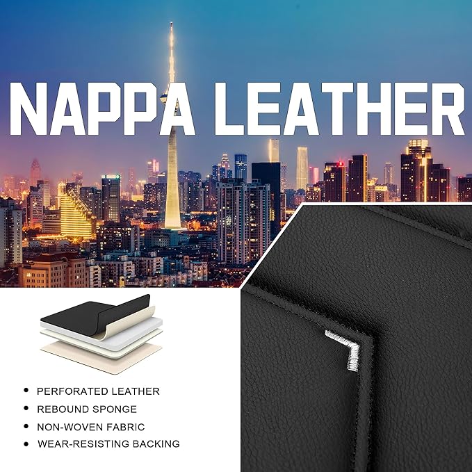 CTDS Car Seat Covers for Chevy Trax 2015-2026, Stylish Sport Seat Cover, Premium Nappa Leather Car Seat Cover. Automobile Seat Covers Sets.(Standard 2 Seats/Black White)
