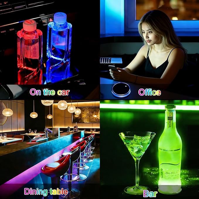 Raccoon LED Cup Holder Lights for Car,2Pcs LED Light Up Cup Holder Coasters with USB Charging 7 Colors 3 Modes,Waterproof Interior Atmosphere Lamp,Car Decor Accessories Raccoon Gifts for Women Men