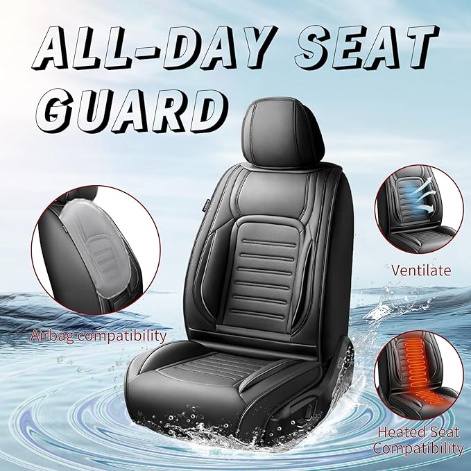 Fit HRV Premium Leather Car Seat Covers Compatible with Honda HRV 2016-2025 2026, Breathable, Wear Resistant, Airbag Compatible, All-Weather Protection & Full Coverage, Full Set Black