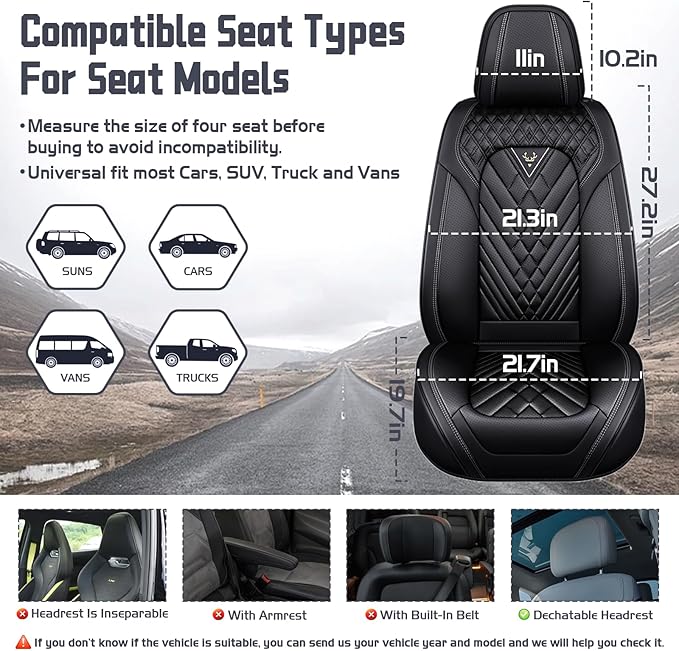Truck Seat Covers for Ford F250 2011-2026, Waterproof Premium Leather Full Coverage Car Seat Cover, Muscle Sport Style Auto Interior Seat Cover Sets (Full Set/Black)