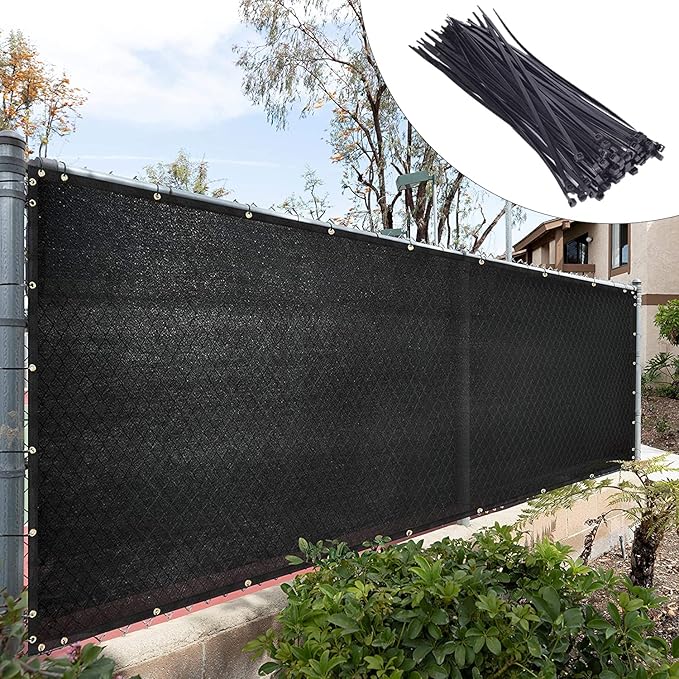 Royal Shade Custom Size 6' x 53' Black Fence Privacy Screen Windscreen Cover Netting Mesh Fabric Cloth - Cable Zip Ties Included (We Make Custom Size)
