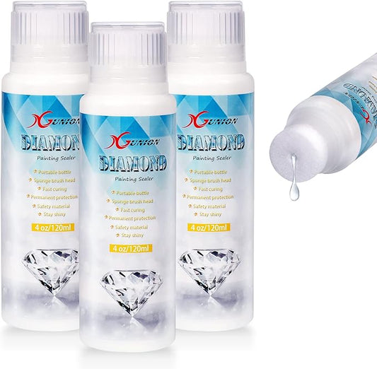 Diamond Painting Sealer 3-Pack 360ML 5D Diamond Painting Glue Sealer Diamond Art Glue Sealer Permanent Hold & Shine Effect Diamond Painting Accessories Kits for Diamond Painting and Puzzle Glue (12OZ)