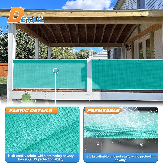 TANG Sun Shade Fabric Roll 8'x118' Shade Cloth for Garden Turquoise Green HDPE Mesh Shading Pergola Cover Replacement Canopy, 95% Blockage Sunshades for Outdoor Patio Backyard Plant