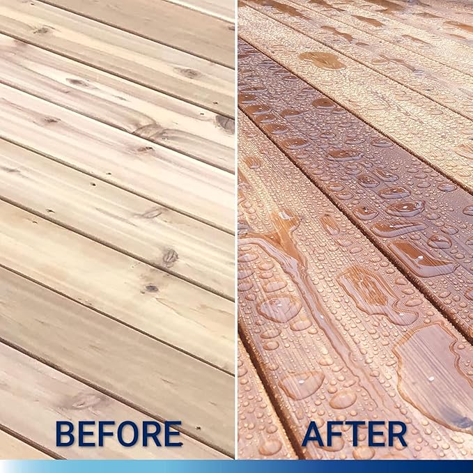 Seal-Once Nano+Poly Penetrating Wood Sealer with Polyurethane - Premium Waterproof Sealant -2 Gallon & Brown