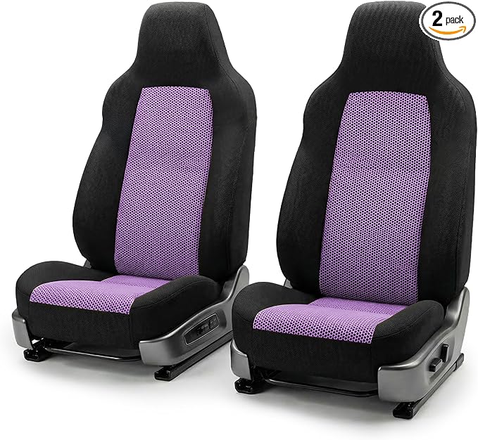 FH Group Automotive Front Car Seat Covers for SUV, Trucks, Sedan and More - Universal Fit Rear Solid Bench Design Interior Accessories - 3D Mesh Fabric Center Panel - Purple