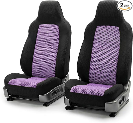 FH Group Automotive Front Car Seat Covers for SUV, Trucks, Sedan and More - Universal Fit Rear Solid Bench Design Interior Accessories - 3D Mesh Fabric Center Panel - Purple