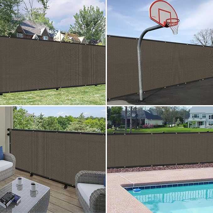 Windscreen4less Privacy Fence Screen Heavy Duty Windscreen Fencing Mesh Fabric Shade Net Cover with Brass Grommtes for Outdoor Wall Garden Yard Pool Deck, 8'x271' Brown