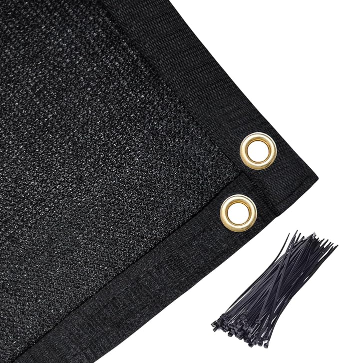 Amagenix 90% Shade Fabric 7'X 10' Black Sun Shade Cloth with Grommets for Pergola Replacement Shade Cover Canopy, Heavy Duty, Cable Zip Ties Included (We Customized)